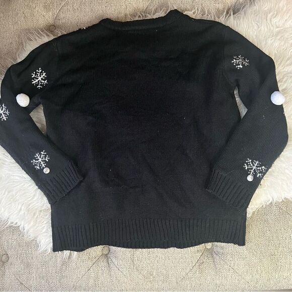 Christmas ugly sweater snow flakes black M - Picture 10 of 10